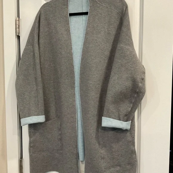 J. Jill Light Teal and Grey Reversible Cardigan - Picture 3 of 5